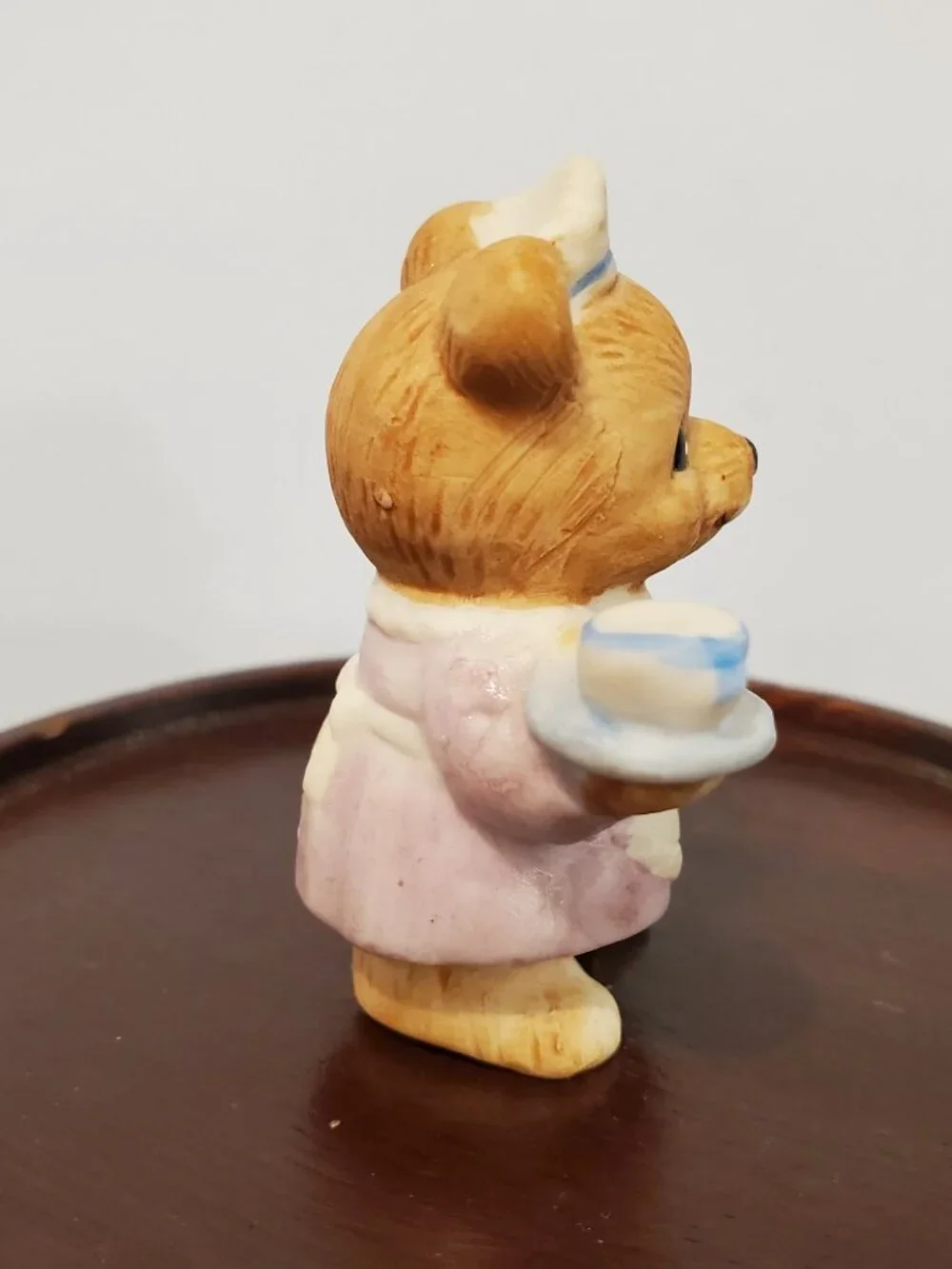 Vintage Homco Waitress Bear Figurine Apron Tea Towel Cup of Tea 2